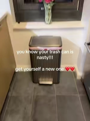 if you’re seeing this video - you need a new trash can!! Loving this one I just got on tiktok shop #trashcan #besttrashcan #kitchenessentials 