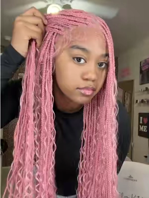 Pink braided wig from @Supernova Hair Store #braidedwig #pinkwig 