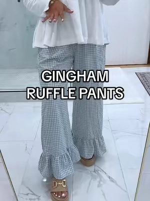 Gingham ruffle pants 😍 #ginghampants #rufflepants #comfypants #teacheroutfitinspo #tiktokshopsummersale @UEU 
