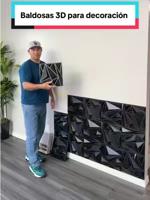 Transforma cualquier espacio con estas baldosas decorativas 3D de diseño geométrico moderno. Su textura en relieve crea un efecto visual impactante y elegante, ideal para fondos #Decoración3D #panelesdecorativos  #ParedModerna #DiseñoGeométrico #estilomoderno  