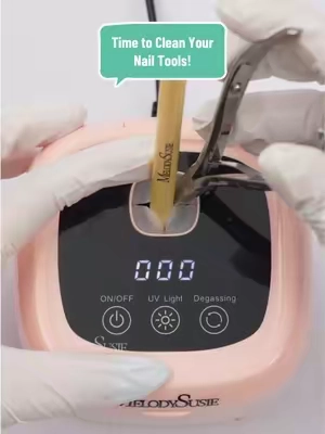 Time to Clean Your Nail Tools! 🧼💅✨ Place them in the cleaning machine with Barbicide and let it do the work!  👉🏻Check my shop! #melodysusie #nailtools #nailtech #nailsalon #nail 