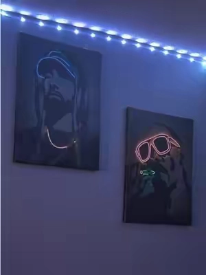 Looking for bold wall decor? These framed canvas prints with neon-style artwork add a modern touch to gaming rooms, bedrooms, offices, and entertainment spaces. A fun way to personalize your setup with eye-catching art. #WallDecor #HomeDecor #RoomMakeover #GamingRoom #drdre 