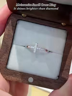 Moissanite Small Cross Ring💍✝️ It shines brighter than diamond💎✨#moissanitejewelry #giftguide #fyp #GRA #moissanite #delzzad #ring #affordable #beautiful #diamondtester #moissanitering #tiktokshopsummersale #cross #christ #crossring 
