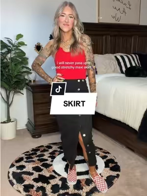 I’m 5’3” 135lbs wearing a small. #skirt #skirts #maxiskirt #maxiskirtoutfit #stretchydenim 