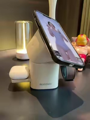 The aesthetic 3 in 1 charger from the future #nightstand #wirelesscharging #chargingstation #dealsforyoudays #TechGadgets 