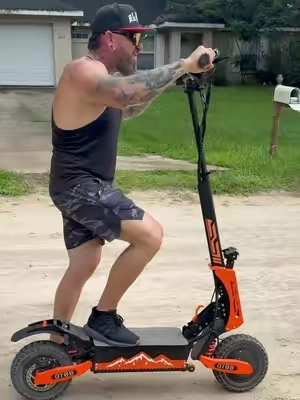 The GT08 e-scooter is not for the weak! With a top speed of 46mph, hydraulic suspension, and range of 45 miles per charge, this scooter is perfect for on road or off road riding! #escooter #ebike #emoto #dirtbike #motorcycle 