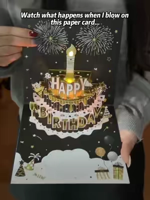 Stop buying boring paper cards! Watch what happens when you blow on this candle...#birthdaycard #3dbirthdaycard #popupcard #interactivecard #tiktokshopmemorialday 