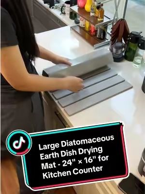 Stone dishmats are ecofriendly, nontoxic and don’t harbor mold, mildew and bacteria #CleanTok #stonedryingmat #EcoFriendly #dryingmat #kitchenfinds 