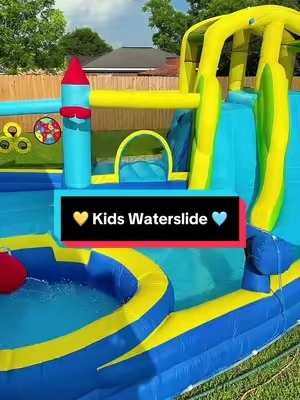 My kids have an absolute blast playing on this!  #waterslide #jumpyhouse #summeractivities #funforkids #summerfunforkids 