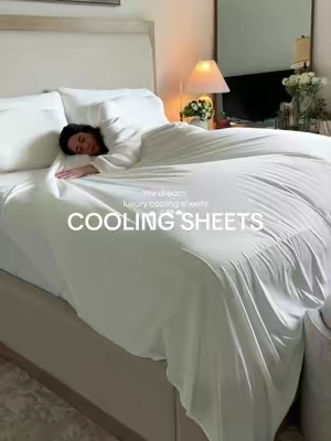 my bed feels like a hotelllll ☁️🤍 #coolingsheets #sheets #mellowsleep 