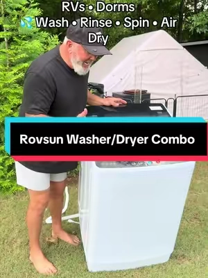 Laundry made simple 🧺 Skip the laundromat and wash your clothes at home with this compact portable washer. @ROVSUN  #tiktokshopsummersale #PortableWasher #LaundryHack #ApartmentLiving #homeessentials🔌 