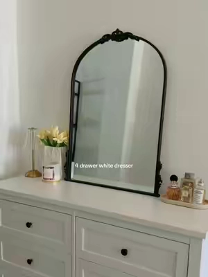 white 4 drawer dresser 🤍 #whitedresser #dresser #roomdecor #roommakeover #modernhome 