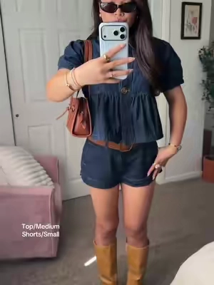 Pinterest outfit inspo 💙 #denimblouse #denimshorts #cider 