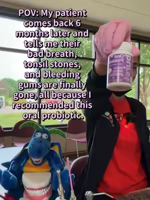 The best feeling as a dental hygienist is when my patient comes back six months later and tells me their breath is fresher, their tonsil stones are gone, their gums are healthier, and their smile has never looked better. That’s exactly why I recommend this oral probiotic. It helps add more of the good bacteria your mouth needs to keep the bad bacteria under control. It was created by dental professionals who know what it takes to keep a mouth healthy. It’s the one I use, my family uses, and the one I recommend to every single patient. Tap the orange cart and try it for yourself.  #probiotic #tonsilstones #freshbreath #healthygums #teethcare 