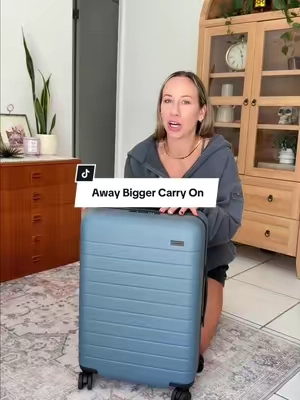 Going through all the details of The Bigger Carry On by @Away Travel  #carryon #awaytravel #carryonluggage #luggage #travelluggage 