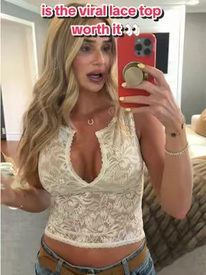 had to see if the viral lace top is worth it 👀 #lacetanktops #lacetop #summertops #falltransition #goingouttop 