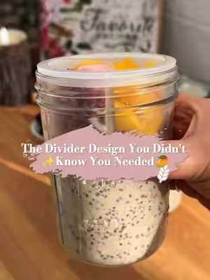 The divider design you didn’t know you needed😋✨#fyp #foryoupage #tiktokmademebuyit #mealprep #breakfastideas #breakfastideas #tiktokmademebuyit #masonjar #overnightoats #soligtovernightoatjars #summersales #mealprepideas 