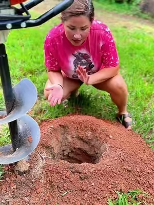 Hole digging! #auger #yardwork #gardening #postholedigger 