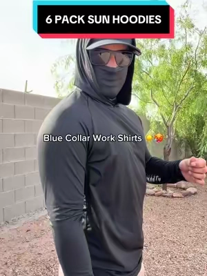 If you work outside in the summer heat these sun hoodies are a must have #workwear #bluecollar #landscaping #construction #tiktokshopcreatorpicks 