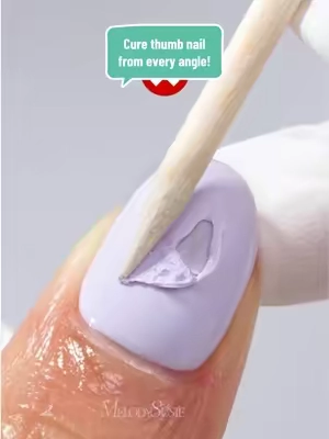 Cure thumb nail from every angle!  I use P-Plus20F Nail Lamp 💖 Find the nail tools I used in my shop 🎀 #melodysusie #nailamp #nailtool #nailtech #nail 