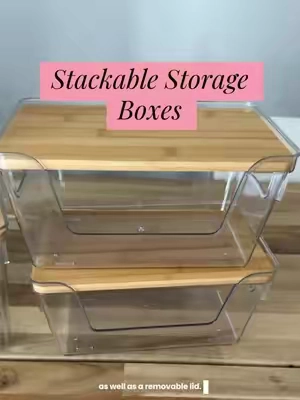 I love that the 4-pack comes with two small bins with lids and two larger bins with lids!  #stackablestorage #kitchenstorage #pantryorganization #organizedhome #homeorganization 