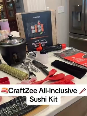 CraftZee sushi starter kit for making sushi at home is such a great find for people that want to learn! #sushi #sushikit #howtomakesushi #sushilover #tiktokbacktoschool 