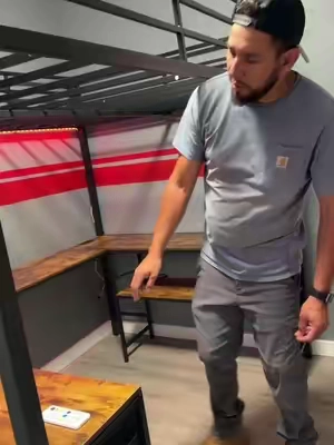 Full Size Loft Bed Frame - Steel Tube Frame #apartment #furniture with Desk, #ledlights , #storage #Drawers, Power Outlet, Safety Guardrail, Ladder (Ideal for Full Size Beds Needs),dorm essentials,home decor@@Sikaic Furniture US @Sikaic Official @Sikaic Furniture Shop @Sikaic US Shop @Sikaic.live 