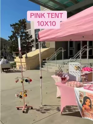 The cutest booth starts with the cutest tent. 💕⛺️ This pink canopy is perfect for vendor events, markets, and outdoor pop-ups. ✨🌸 #VendorBooth #SmallBusinessOwner #MarketSetup #PinkAesthetic #CraftFair