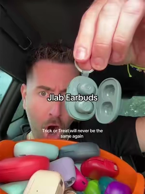 It’s like trick or treat but better with Jlab Bluetooth earbuds. #trickortreat 