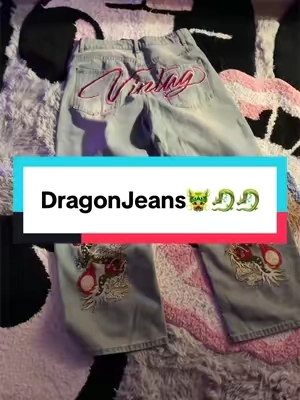 Dragon embroidery goes crazy 🔥🐉 #UPTHEDenim #BaggyJeans #Y2KFashion #DragonJeans #Streetwear