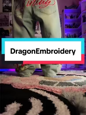 These are pure heat 💯 #WideLegJeans #Y2KStyle #DragonEmbroidery #StreetwearFashion #OOTD