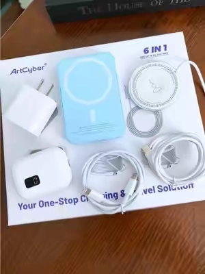 ✈️Truco de viaje que no te puedes perder! Paquete de carga completo, power bank magnético inalámbrico, cables, adaptador y anillo magnético. Ligero y fácil de transportar #tiktokshopbacktoschool #TechGadgets #chargingcables #phonecharger #wirelesscharger