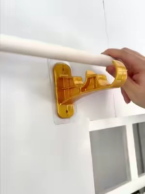 Stop drilling a hole to put curtains. Watch this no-drill, no tools needed hook #hook#curtainrodholder#discount #TikTokshopbacktoschool #sohochic 