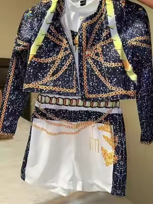 Girls K-POP Rumi Mira Role Play Costume Set 3pcs Suitable for all seasons, featuring 3D printed patterns and a celebrity-inspired style designed specifically for children. . #kpop #mira #rumi #kids #fyp 