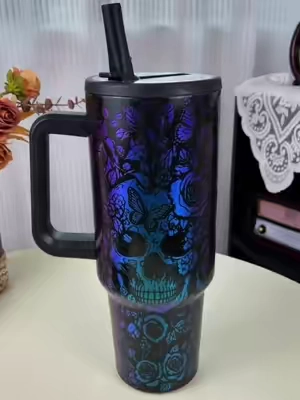 #iridescent #cup #skull #tumbler #summerwins