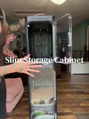 The perfect slim storage cabinet for the bathroom ✨ #storagecabinet #bathroomstorage #tiktokshopcreatorpicks 