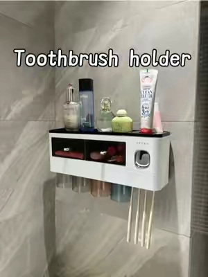 This wall‑mounted toothbrush holder saves lots of bathroom counter space.#tiktokshop #toothbrush #holder #bathroom #tiktokshopbacktoschool 