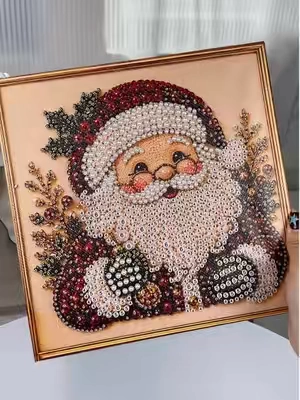 I thought diamond painting would be complicated-this Santa turned out way cuter than expected. #DiamondPainting #ChristmasCrafts #SantaDecor #tiktokshopsummersale #tiktok 