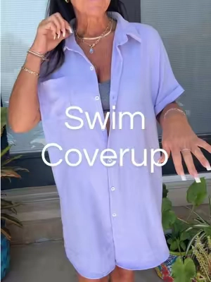 COVERS EVERYTHING PERFECTLY & FEELS LIKE YER WEARING NOTHING!! ☀️👙🏖️ Bsubseach Women Swimsuit Coverup Shirt Dress Button Down Bathing Suit Cover Up Beach Vacation Outfits #coverup #vacationoutfits #beachoutfits #swimcoverup #ingroundpool  