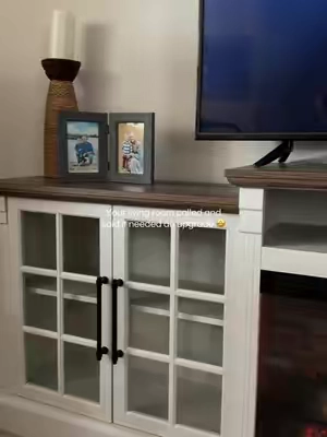 With the fireplace!? Are you kidding me! This thing is so beautiful! @amerlifeofficial @Amerlife #amerlife #tvstand #fireplace #livingroomdecor #livingroommakeover 