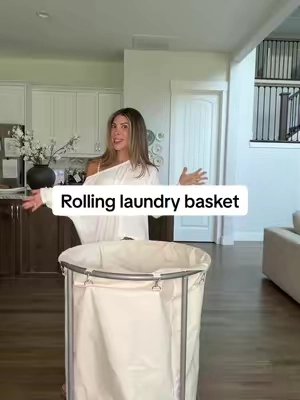 I didn’t know how much I needed this! #laundry #laundryhack #laundryhamper #rollinglaundrybasket 
