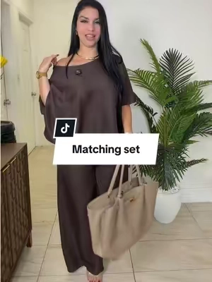 Women's Ultra-Loose Oversize Baggy Two-Piece Set, Casual Chic Vacation Laid-Back-Style Top and Wide-Leg Pants, Comfortable and Stylish for Relaxing Days #tiktikshopcreatorpicks #tiktokshopsummersale #twopieceset #matchingset #matchingoutfits 