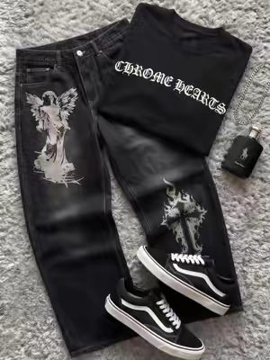 Chrome larp #fitcheck #chromehearts #jeans #fashion 