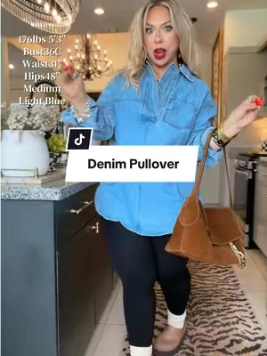 The denim pullover you didn’t know you needed🤎 @Imily Bela Shop @Imily Bela Apparel #denimjacket #pullovers #midsizeoutfits #falloutfits #midsizestyle 