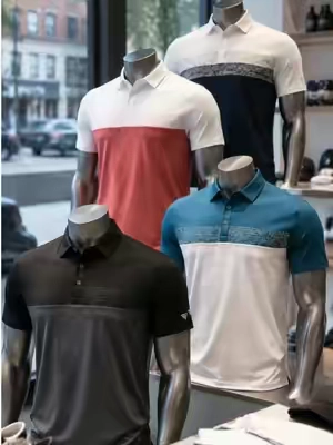 Polo Shirts for Men Dry Fit Performance Chest Print Color Block #poloshirt #mensfashion #fyp #spotlightfinds #menstop 