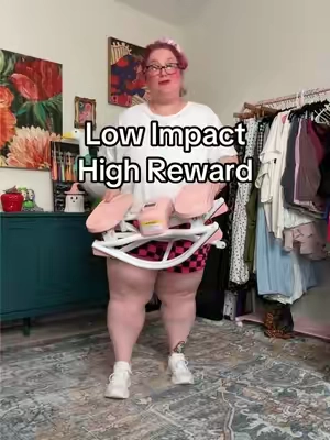 I love this rock stepper from Hotwave! It works the legs, glutes and core!! Plus your arms if you incorporate them! #rockingstepper #stairstepper #fullbodyworkout #plussize #plussizefitness 