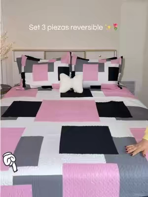 Set 3 piezas reversible por un súper precio 😍🤌🌷demasiado lindo tela transpirable y no se arruga 10/10 corre por la tuya antes que se agote #sabanas #set #edredon #pink #bed 