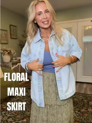 Height:5’2 | Weight: 127lbs | Wearing: small #maxiskirt #floralskirt #fallstyle #flowyskirt #tiktokshopcreatorpicks  
