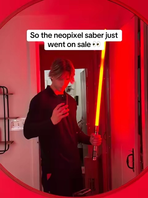 Pictures don’t do it justice, way better in person. #saber #neopixel #lightsaber #starwars 