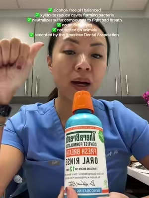 Founded by a dentist, accepted by the ADA, and gluten free. #mouthwash #badbreath #dentistrecommended #oralhygiene #therabreathoralrinse 